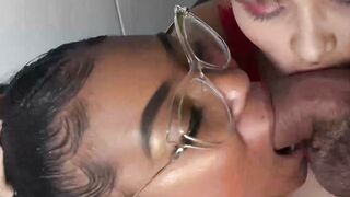 18 Latina & Ebony Amateur Threesome Deep Throat BJ