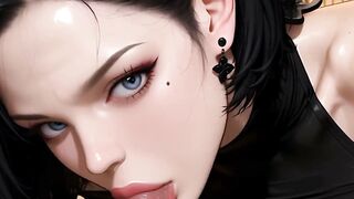 Tattooed Shemale Samurai Babe with Katana in Solo Hentai