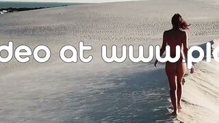 Belgian Brunette Miluniel Louis Strips and Poses Nude at the Beach