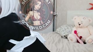 White-Haired Maid Cosplay Solo Tease on Live Webcam
