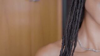 Curvy Black MILF Kira Noir Strips Naked in the Kitchen