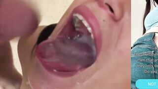 POV: Blonde Mom Swallows Long Load in Deep Throat Oral Sex