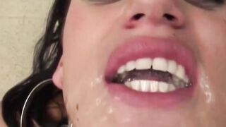 POV: Blonde Mom Swallows Long Load in Deep Throat Oral Sex