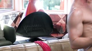 Sean Xavier and Silas Brooks Spit Roast Grayson Cole in Jockstrap