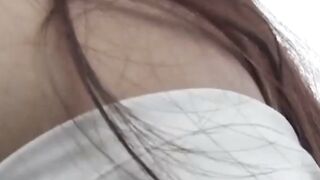 Solo Asian Brunette Grinds Wet Pussy Outdoors