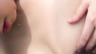 Solo Asian Brunette Grinds Wet Pussy Outdoors