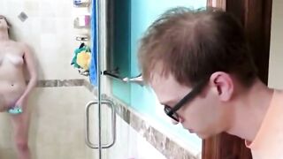 Nerd With Glasses Licks The Pies Of Two Beauties