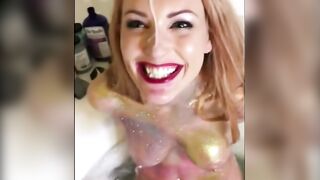 Ginger Monica Shpak Gives A Blowjob In Bubble Bath