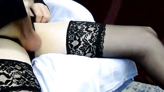 Sensual Femboy in Black Lingerie Bets His Meat Part 3
