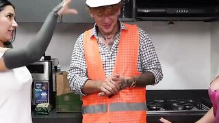 Engineer Gas Check Turns Into Latina MILF Threesome