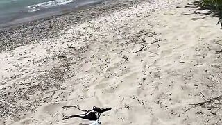 Ex-wife Gets Double Cumshot on Outdoors Beach With Hubby and Friend