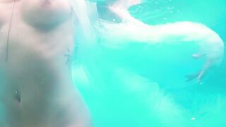 Julie Kay Gets naked Nude by the Pool
