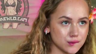 Curly Blonde Bombshell Teases Big Tits in Solo Webcam Show