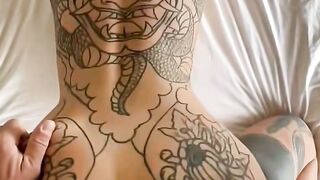 Tattooed Teen Marseline Swallows Cum After Reading