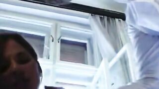 Slim Brunette Abigail Mac Takes Double Penetration