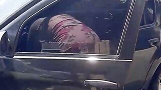 HOT GIRL WASHES HER CAR SHOWING OFF ON THE STREET