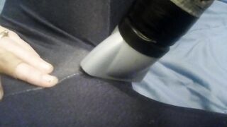 Vacuum Cleaner Blows Clitoris though Yoga Leggings Noisy Groaning