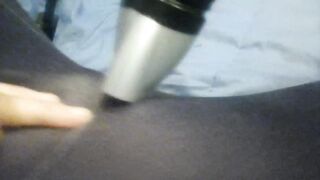 Vacuum Cleaner Blows Clitoris though Yoga Leggings Noisy Groaning
