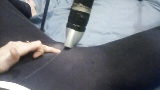Vacuum Cleaner Blows Clitoris though Yoga Leggings Noisy Groaning