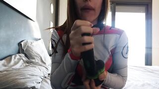 The Ebony Widow does a Reverse Cow until she Squirts
