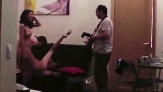 Lesbian Foursome in the Living Room