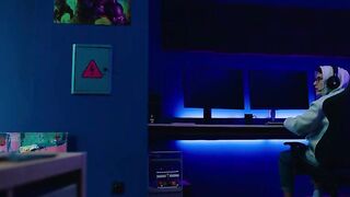 Розоволосая вампирша в постели с человеком: 3D анимация