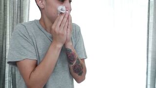 Ebony MILF Naomi Foxxx Gives Stepson a Shower Blowjob