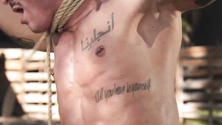 Tattooed Gay Sub Sucks Colt Spence's Cock While Rope Bondage