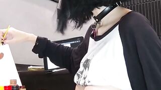Saucy Latina Cookie Licks Her Painted Body