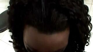 Curvy Ebony in Green Lingerie Gets Double Penetrated by Two Studs