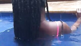 Dark-Hued Goddess Neighbor Enjoys a Hardcore Pool Afternoon