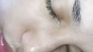 Facial handjob,easy creampie,cum facial,washed my face with sperm, enjoy