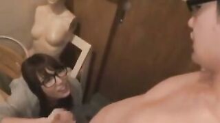 Japanese splendid brunette enjoys oral cumshot