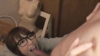Japanese splendid brunette enjoys oral cumshot