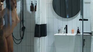 Hot inexperienced couple showers together to neat cum from their faces and have