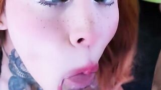 Lots of popshots - Cock-thirsty redhead takes a lot of milk from her stepbrother
