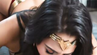 Big tit Dark haired Wonder Woman inside Goddess Outfit for Insane Sex