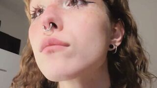 Tattooed Alt Brunette Teases in Lingerie and Fishnets on Webcam