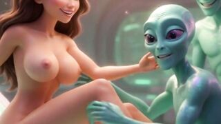 Sexy Babe Gets Fucked by Three Aliens at Once