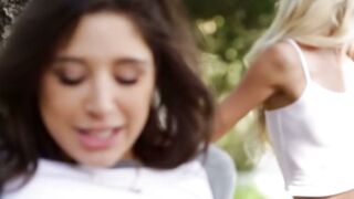 Bombshell Lesbians Emma Hix & Abella Danger Finger and Lick in the Park