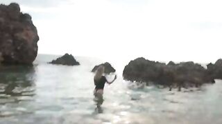 POV Hardcore Creampie with Busty Stepmom on Public Beach