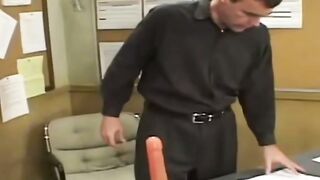 Office Stud Strips Shirt for Big Cock Blowjob in Cubicle