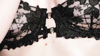 Lexi Mode: Cute Blonde Teen Striptease in Black Lingerie
