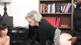 Blonde MILF Dee Williams Office Interracial Threesome