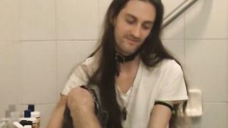 Long-haired Jack Connor Delivers Massive Cumshot in Bathroom
