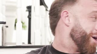 Muscular Bearded Guy Gets Double Teased by Brunette and Latina on Couch
