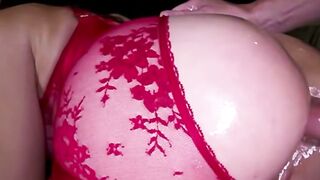 Brunette in Red Lace Lingerie Gets Intimate Massage