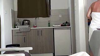 POV Massage in Apartment with Naked Woman in White Towel