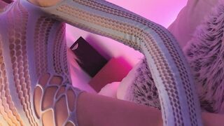 Brunette Model Samanta Rouge Masturbates with Dildo on Casting Couch