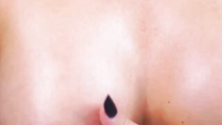 Tattooed Blonde Masturbates with Dildo in Red Lingerie